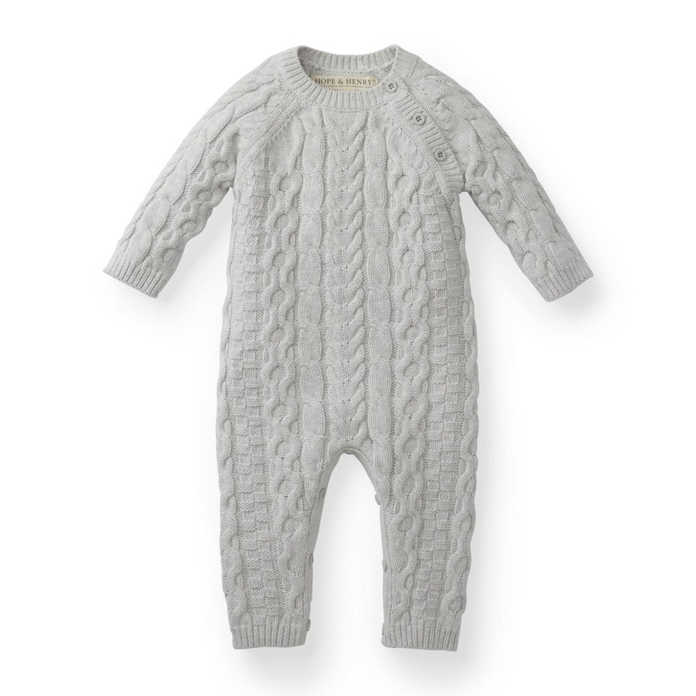 Hope & Henry Cable Knit Romper: 0–3 Months